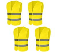 Cheerhom Gilet de Sécurité Réfléchissant Haute Visibilité - 4 Pièces pour Hommes et Femmes - Jaune