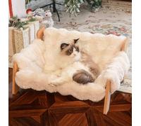 CHEERHOME PETS Canapé-lit surélevé pour chat d'intérieur - Canapé pour chat surélevé inclinable - Fauteuil de salon moelleux pour chat de petite et moyenne taille - Meubles en bois pour chat (blanc