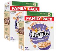 Cheerios Lot de 2 paquets familiaux de 600 g Multigrain Tomidals Edition | Fibre de céréales multigrains pour petit-déjeuner | Neestle Cheerios | Pack familial | Vendu par NAEM