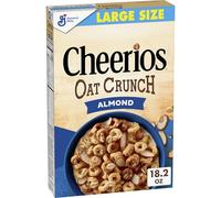Cheerios Oat Crunch Céréales d'avoine pour petit déjeuner aux amandes, grande taille, 516 g