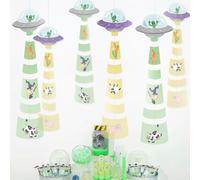 Cheerland Décorations de fête d'extraterrestre - Guirlande OVNI - Décorations de fête d'anniversaire - Toile de fond Sci Fi - Effet faisceau de tracteur - Décoration murale à suspendre - Serpentins