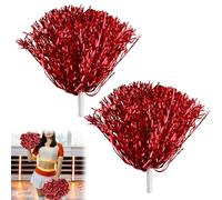 Cheerleading Pom Poms, 2pcs Pompons en Feuille Métallique Rouge, Accessoires de Danse et Sport, Poignée Ergonomique pour Fêtes Sportives, Compétitions et Spectacles
