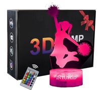 Cheerleading Veilleuse pour enfants, Veilleuse basket ball 3D Lampe 16 Couleurs Changeantes à intensité variable, Cadeau d'anniversaire et Décoration De Fête Lampe 3D