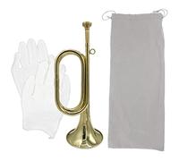 Cheerock Bugle en laiton plaqué or, trompette de cavalerie en laiton, instrument de bugle en laiton avec sac et gants pour orchestre militaire et spectacles d'ambiance de festival
