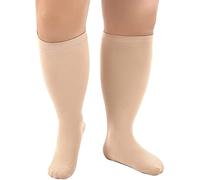 Cheeroyal 1 pc grande taille chaussettes de compression pour les hommes et les femmes, 20-30mmhg extra-large bas large jusqu'aux genoux chaussettes, le cycle de soutien (7XL, skin)