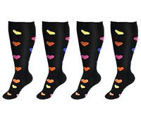 Cheeroyal 2 Pair Plus Size Compression Socks for Women Men Flight Socks Knee High Support Compression Socks Wide Calf Medical Compression Stocking Plus Size Running Socks (5XL,WQH144-2)
