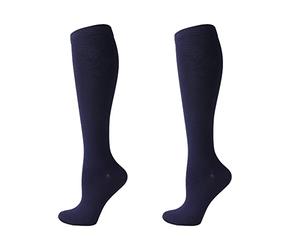 Cheeroyal (2 Pairs) Compression Socks for Men and Women Flight Socks Compression Stockings Running Socks for Running,Shin Splints,Flight Travel-Boost Stamina, Circulation and Recovery (S-M,Blue)