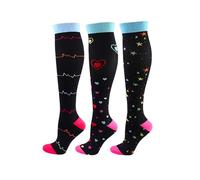 Cheeroyal 3 paires de chaussettes de compression 20-30 mmHg pour hommes/femmes infirmi¨¨re de r¨¦cup¨¦ration course maternit¨¦ grossesse vol voyage m¨¦dical sant¨¦ sport