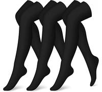 Cheeroyal 3 paires de chaussettes de compression à hauteur du genou pour femmes et hommes Chaussettes de compression à hauteur du genou en cuivre pour la course à pied le cyclisme (L-XL, WQH143-1)