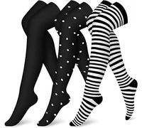 Cheeroyal 3 paires de chaussettes de compression à hauteur du genou pour femmes et hommes Chaussettes de compression à hauteur du genou en cuivre pour la course à pied le cyclisme (L-XL, WQH143-3)