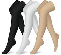 Cheeroyal 3 paires de chaussettes de compression à hauteur du genou pour femmes et hommes Chaussettes de compression à hauteur du genou en cuivre pour la course à pied le cyclisme (L-XL, WQH143-2)