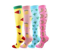Cheeroyal 4 paires de chaussettes de compression 20-30 mmHg pour infirmières masculines/féminines récupération course à pied femmes enceintes grossesse vol voyage médical santé sport