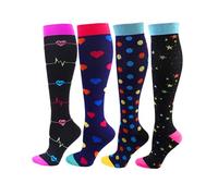 Cheeroyal 4 paires de chaussettes de compression 20-30 mmHg pour infirmières masculines/féminines récupération course à pied femmes enceintes grossesse vol voyage médical santé sport