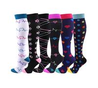 Cheeroyal 6 paires de chaussettes de compression 20-30 mmHg pour infirmières masculines/féminines récupération course à pied femmes enceintes grossesse vol voyage médical santé sport