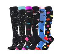 Cheeroyal 6 paires de chaussettes de Compression 20-30mmHg pour hommes femmes infirmière de récupération en cours d'exécution maternité grossesse vol voyage Sport médical (S-M, Set 3)