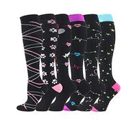 Cheeroyal 6 paires de chaussettes de Compression 20-30mmHg pour hommes femmes infirmière de récupération en cours d'exécution maternité grossesse vol voyage Sport médical (S-M, Set 1)