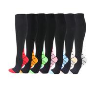 Cheeroyal 7 paires de chaussettes de compression 20-30mmHg pour hommes/femmes infirmière de récupération course maternité grossesse vol voyage médical santé sport (S, 7-5)