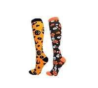 Cheeroyal deux paires de chaussettes de compression 20-30 mm Hg Halloween Pumpkin Skull Festival Ghost Chaussettes Hommes et Femmes Sport (as4, alpha, l, x_l, regular, regular, Halloween-1-2, L)