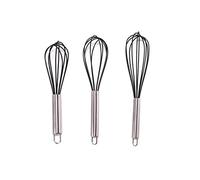 Cheeroyal Lot de 3 fouets en silicone, fouets en silicone de cuisine Agitateur à œufs coloré en silicone avec poignée en acier inoxydable pour la cuisson au four (8/10/12 pouces) (ensemble 2)