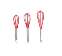 Cheeroyal Lot de 3 fouets en silicone, fouets en silicone de cuisine Agitateur à œufs coloré en silicone avec poignée en acier inoxydable pour la cuisson au four (8/10/12 pouces) (ensemble 3)