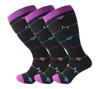 Cheeroyal Lot de 3 pcs de grande taille chaussettes de compression pour hommes et femmes, 20-30 mm Hg extra-large bas large jusqu'aux genoux chaussettes, le cycle de soutien (5XL, set3)