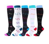 Cheeroyal Lot de 5 paires de chaussettes de compression 20-30 mmHg pour homme/femme pour la récupération, l'infirmière, la course, la grossesse, le vol, les voyages, le sport,Small/Medium