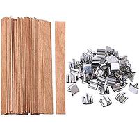 Cheeroyal Lot de 50 mèches en bois naturel avec support en fer pour fabrication de bougies faites à la main 13 x 130 mm