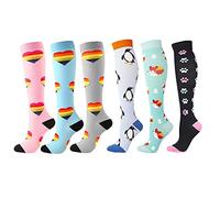 Cheeroyal Lot de 6 paires de chaussettes de compression 20-30 mmHg pour homme/femme, pour la récupération, l'infirmière, la course, la maternité, la grossesse, les vols, les voyages, la santé, le
