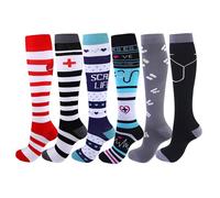 Cheeroyal Lot de 6 paires de chaussettes de compression 20-30 mmHg pour homme/femme - Récupération d'allaitement - Course à pied, maternité, vol, voyage, santé, sport (petit/moyen)