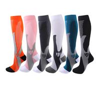 Cheeroyal Lot de 6 paires de chaussettes de compression 20-30 mmHg pour homme/femme, récupération, infirmière, course à pied, grossesse, avion, voyage, santé médicale, sport, Sport 1-6 paires, S-M