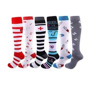 Cheeroyal Lot de 6 paires de chaussettes de compression 20-30 mmHg pour homme/femme, récupération, infirmière, course à pied, grossesse, avion, voyage, santé médicale, sport, Small/Medium