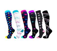 Cheeroyal Lot de 6 paires de chaussettes de compression 20-30 mmHg pour homme/femme - Récupération infirmière -grossesse, voyage, médical, sport, colourful 1-6 pairs, Small/Medium