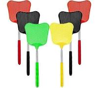Cheeroyal Lot de 6 tapettes à mouches rétractable en acier sans douleur avec poignée télescopique portable et flexible
