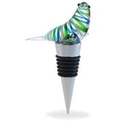 Cheers Bouchon de bouteille de vin en verre - Élégant bouchon de bouteille de vin réutilisable en forme de lion de mer, animal de l'océan, bouchon en liège, bouchon en liège, accessoire de décoration