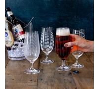 Mikasa - Lot de 4 Verres à Bière en Cristal, Motifs Décoratifs et Effet Argenté, Collection Cheers by Mikasa, 460 ml