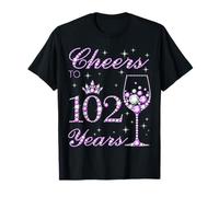 Cheers to 102 Years Old Women Couronne Violette pour 102e Anniversaire T-Shirt