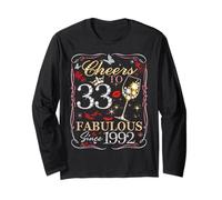 Cheers to 33 Fabulous Since 1992. Women’s 33rd Birthday Manche Longue
