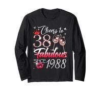 Cheers to 38 Fabulous Since 1988 38th Birthday Women Girls Manche Longue