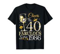 Cheers to 40 Fabulous Since 1986 40th Birthday Women Girls T-Shirt