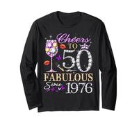 Cheers to 50 Fabulous Since 1976 50th Birthday Women Girls Manche Longue