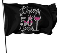 Cheers to 50 Years Diamond 50th Happy Birthday Drapeau 9,6 x 1,5 m Décoration extérieure Jardin Ferme Yard Panneau Bannière Extérieur Drapeau Polyester