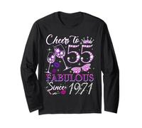 Cheers to 55 Fabulous Since 1971 55th Birthday Women Girls Manche Longue