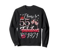 Cheers to 55 Fabulous Since 1971 55th Birthday Women Girls Sweatshirt