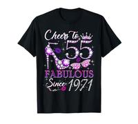 Cheers to 55 Fabulous Since 1971 55th Birthday Women Girls T-Shirt