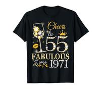 Cheers to 55 Fabulous Since 1971 55th Birthday Women Girls T-Shirt