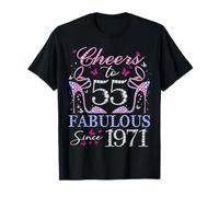 Cheers to 55 Fabulous Since 1971 55th Birthday Women Girls T-Shirt