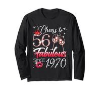Cheers to 56 Fabulous Since 1970 56th Birthday Women Girls Manche Longue
