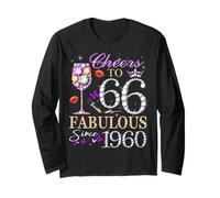Cheers to 66 Fabulous Since 1960 66th Birthday Women Girls Manche Longue