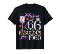 Cheers to 66 Fabulous Since 1960 66th Birthday Women Girls T-Shirt