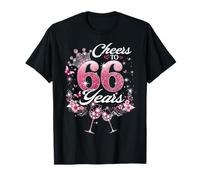 Cheers to 66 Years Old Wedding Anniversary 66th Birthday T-Shirt